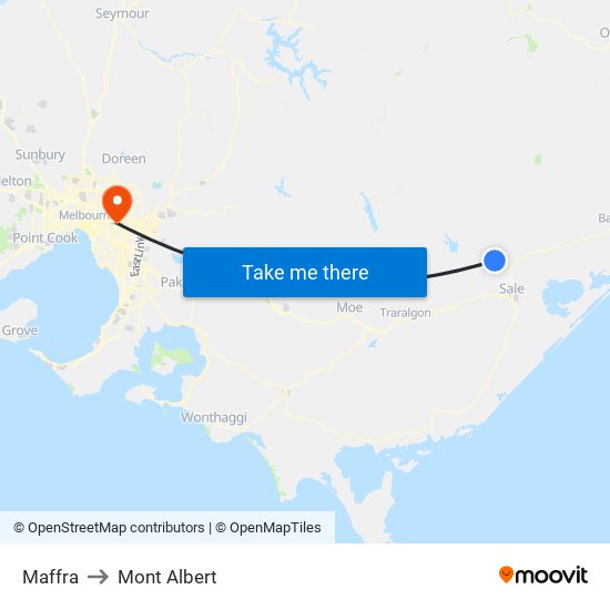 Maffra to Mont Albert map