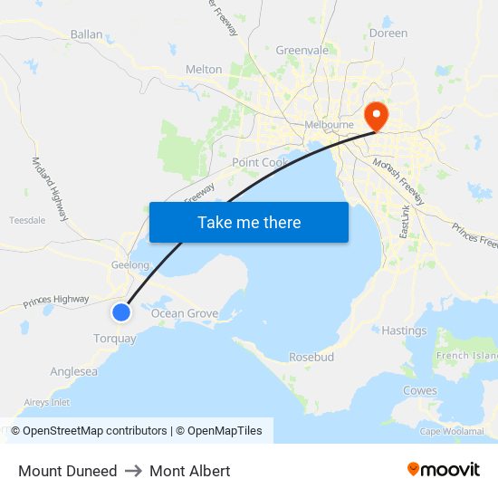 Mount Duneed to Mont Albert map