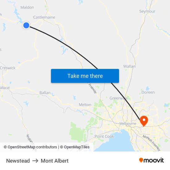 Newstead to Mont Albert map