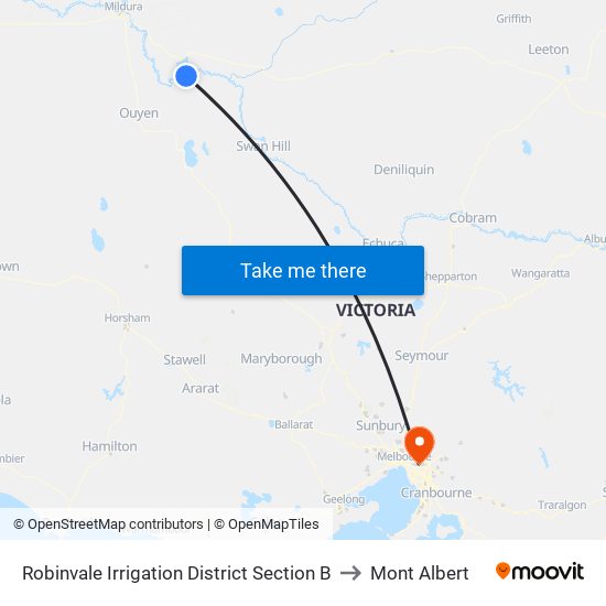 Robinvale Irrigation District Section B to Mont Albert map
