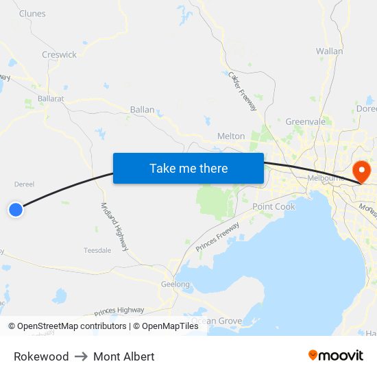 Rokewood to Mont Albert map