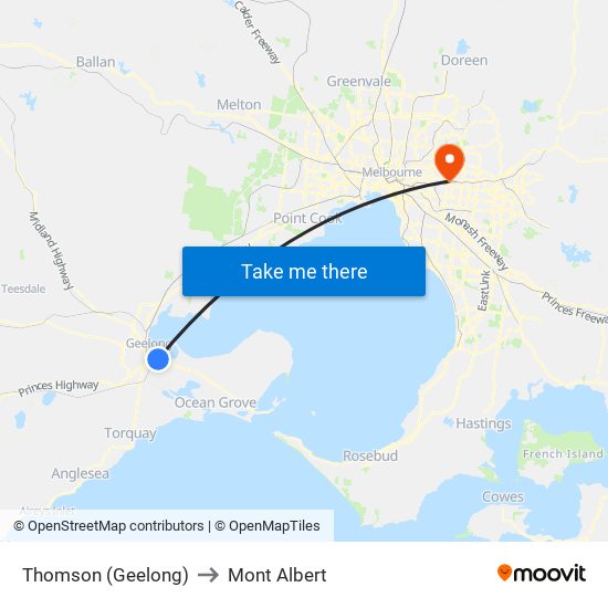 Thomson (Geelong) to Mont Albert map