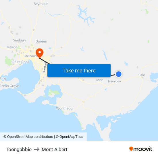 Toongabbie to Mont Albert map