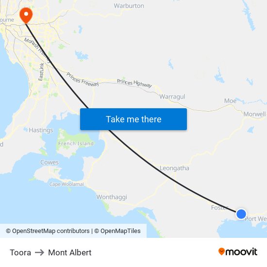 Toora to Mont Albert map