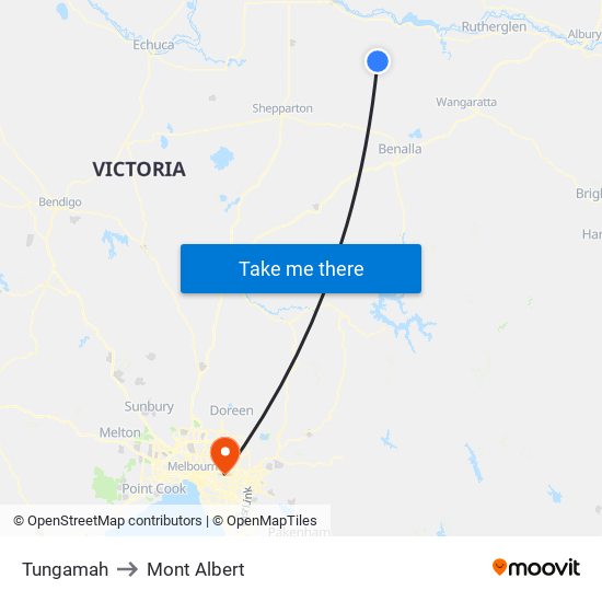 Tungamah to Mont Albert map