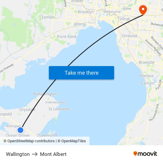 Wallington to Mont Albert map