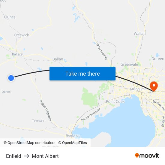 Enfield to Mont Albert map