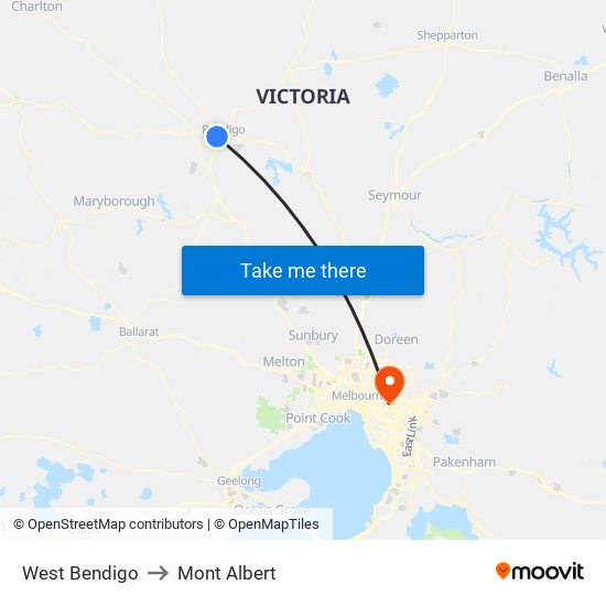 West Bendigo to Mont Albert map