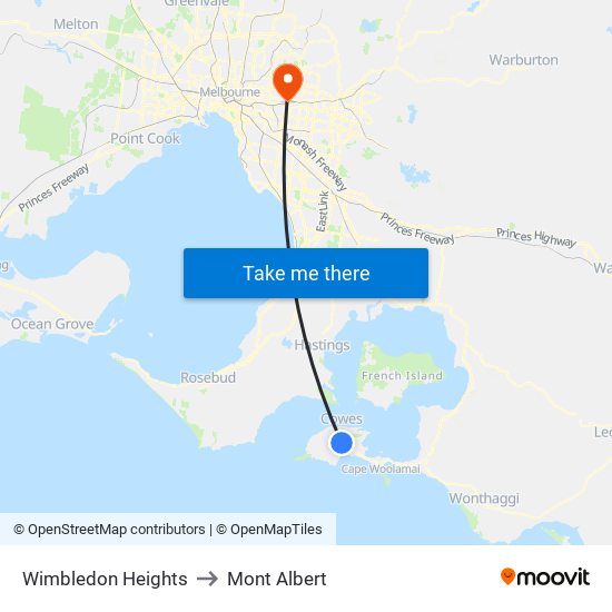 Wimbledon Heights to Mont Albert map