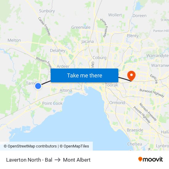 Laverton North - Bal to Mont Albert map