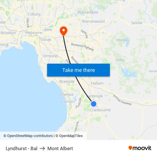 Lyndhurst - Bal to Mont Albert map