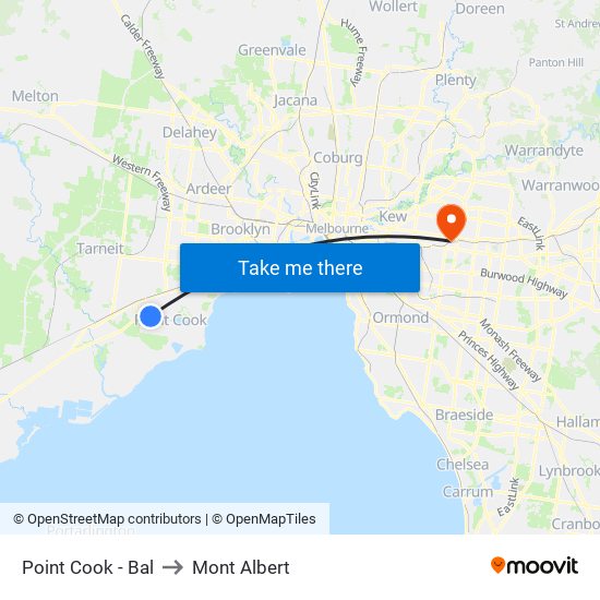 Point Cook - Bal to Mont Albert map