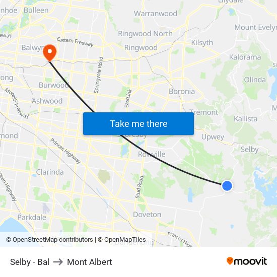 Selby - Bal to Mont Albert map