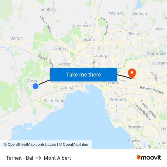 Tarneit - Bal to Mont Albert map