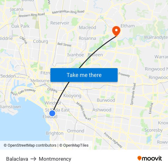 Balaclava to Montmorency map