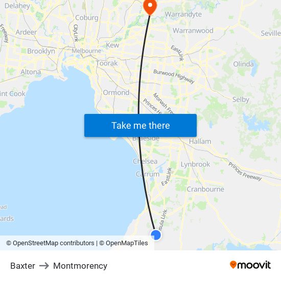 Baxter to Montmorency map