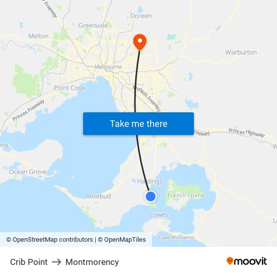 Crib Point to Montmorency map