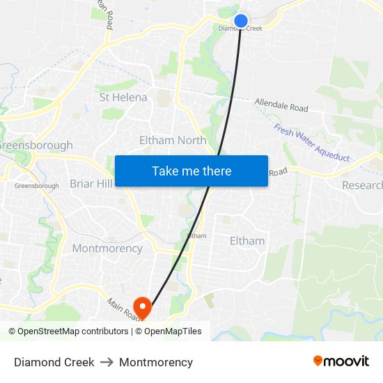 Diamond Creek to Montmorency map