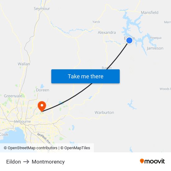 Eildon to Montmorency map