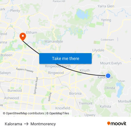 Kalorama to Montmorency map