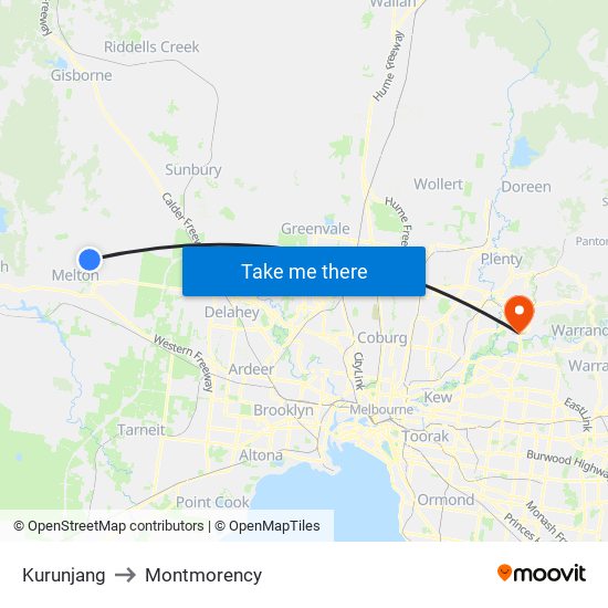 Kurunjang to Montmorency map