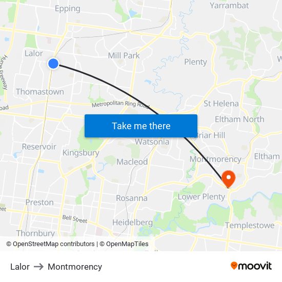 Lalor to Montmorency map