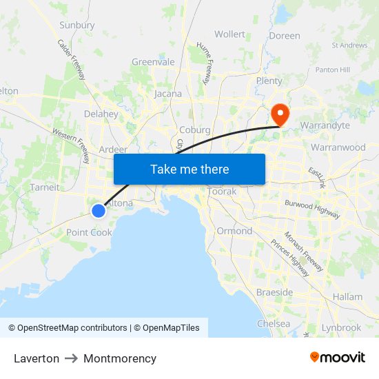 Laverton to Montmorency map