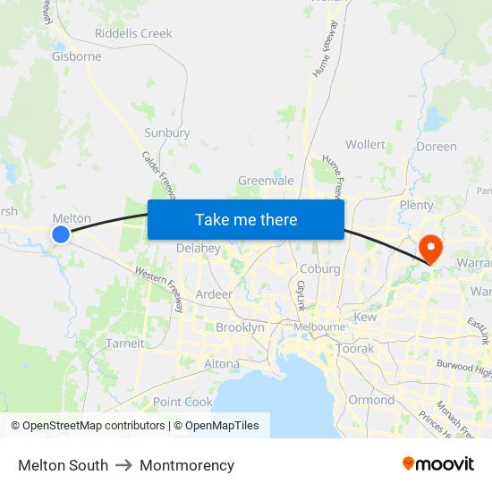 Melton South to Montmorency map