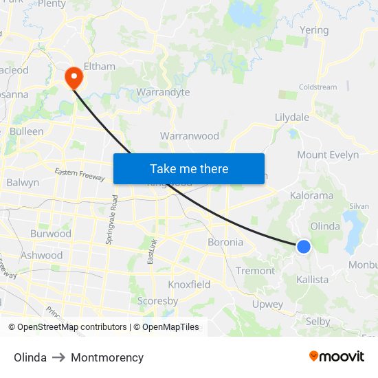 Olinda to Montmorency map