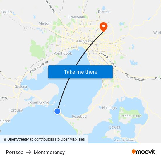 Portsea to Montmorency map