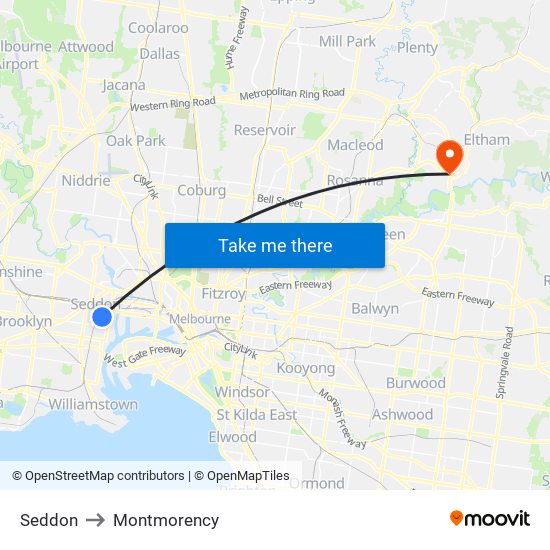 Seddon to Montmorency map