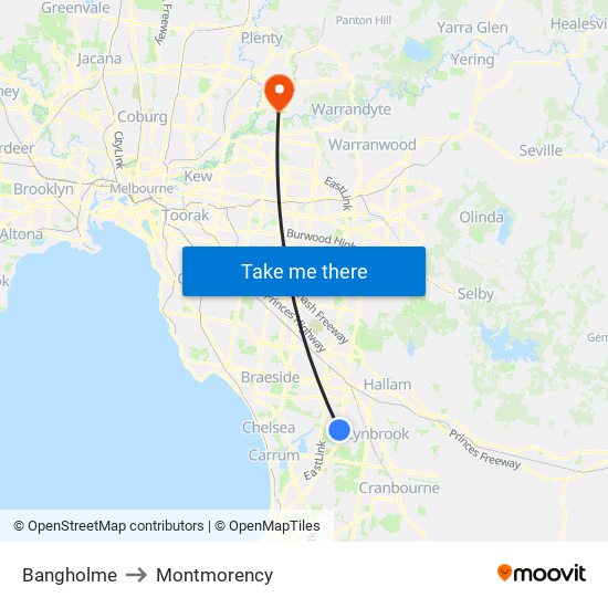 Bangholme to Montmorency map