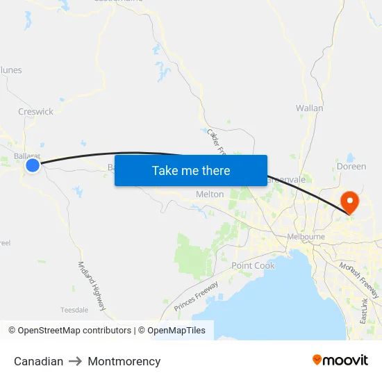 Canadian to Montmorency map
