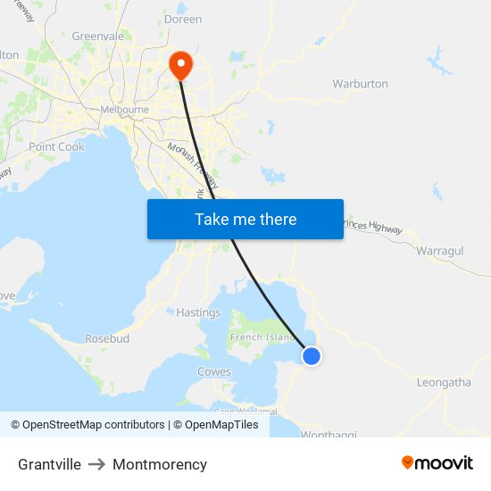 Grantville to Montmorency map