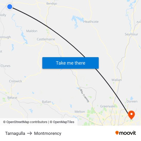 Tarnagulla to Montmorency map