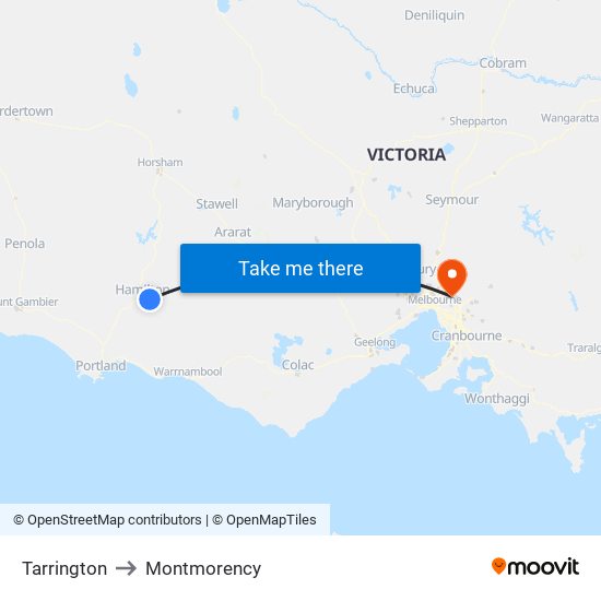 Tarrington to Montmorency map