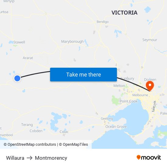 Willaura to Montmorency map