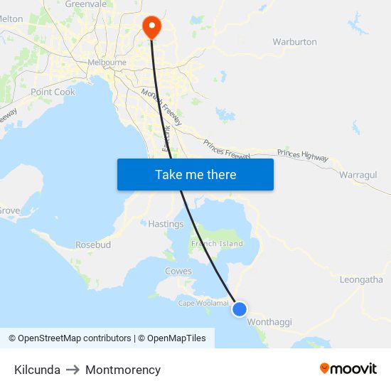 Kilcunda to Montmorency map