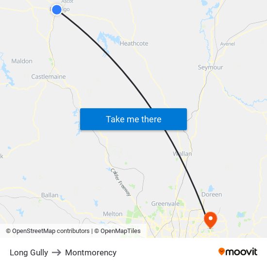 Long Gully to Montmorency map