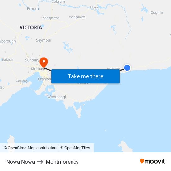 Nowa Nowa to Montmorency map