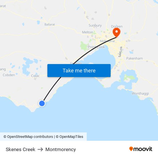 Skenes Creek to Montmorency map