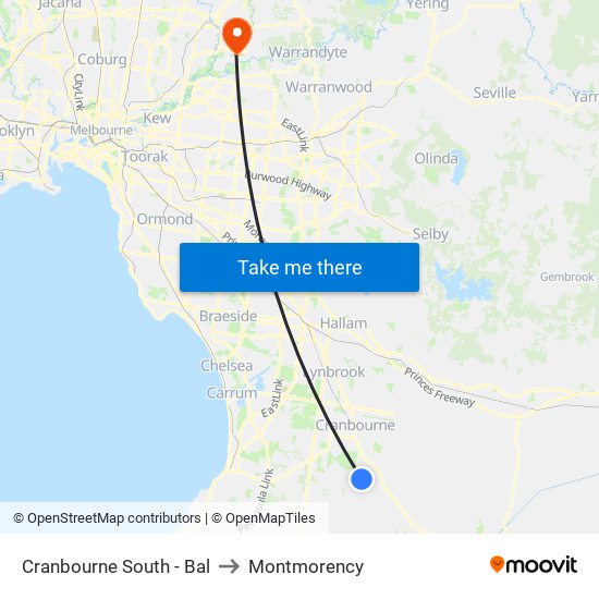 Cranbourne South - Bal to Montmorency map