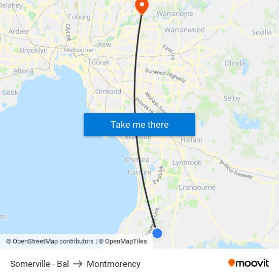 Somerville - Bal to Montmorency map