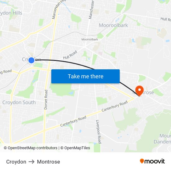 Croydon to Montrose map
