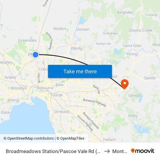 Broadmeadows Station/Pascoe Vale Rd (Broadmeadows) to Montrose map