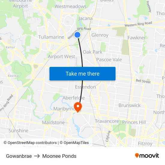Gowanbrae to Moonee Ponds map