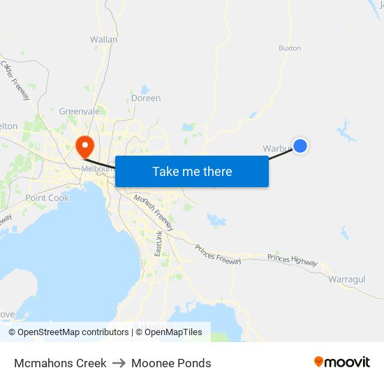 Mcmahons Creek to Moonee Ponds map