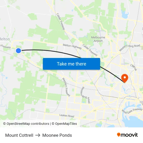 Mount Cottrell to Moonee Ponds map