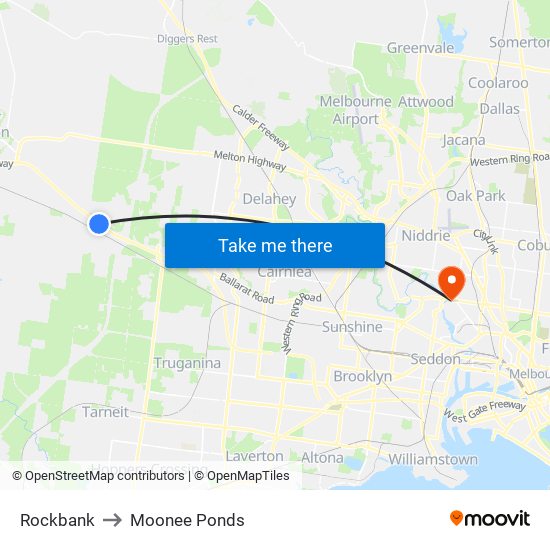Rockbank to Moonee Ponds map