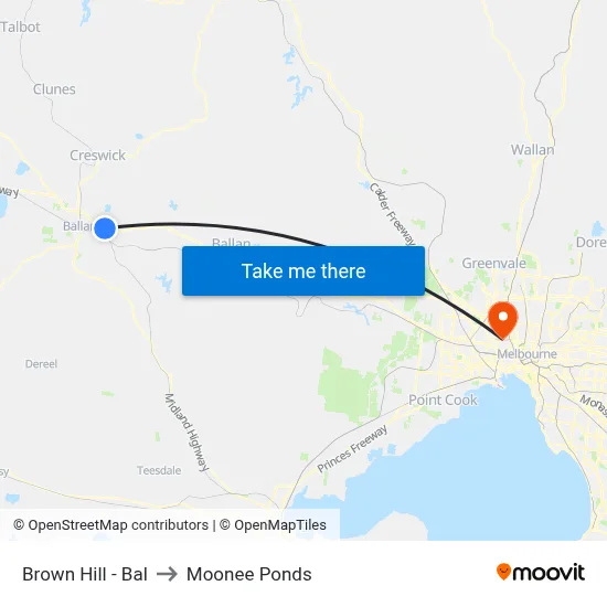 Brown Hill - Bal to Moonee Ponds map